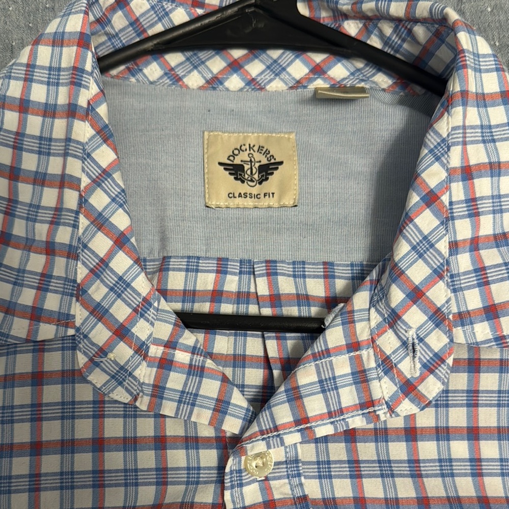 Dockers Men's Classic Fit Plaid Shirt - Blue and Red